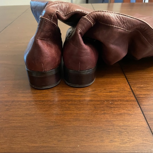 Dolce Vita Womens Riding Boots Brown Leather Over Knee Flat Distressed 7 M - Picture 4 of 9